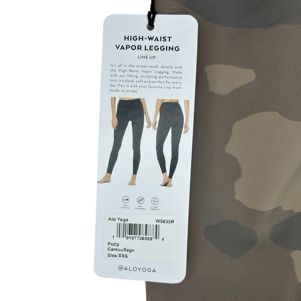 ALO Yoga High Waist Camo Vapor Leggings Putty Camouflage XXS NWT W5635R Earthy